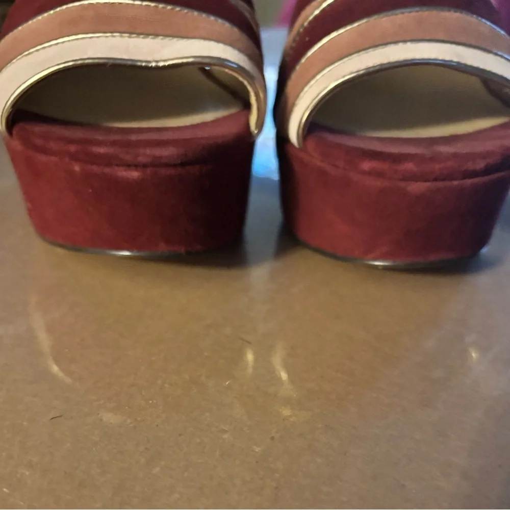 Michael Kors Burgundy and Blush Heeled Sandals Sz 9